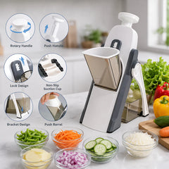 Premium Multifunction Vegetable Slicer & Mandoline Cutter – Adjustable Kitchen Slicer with Julienne Blades & Food Container