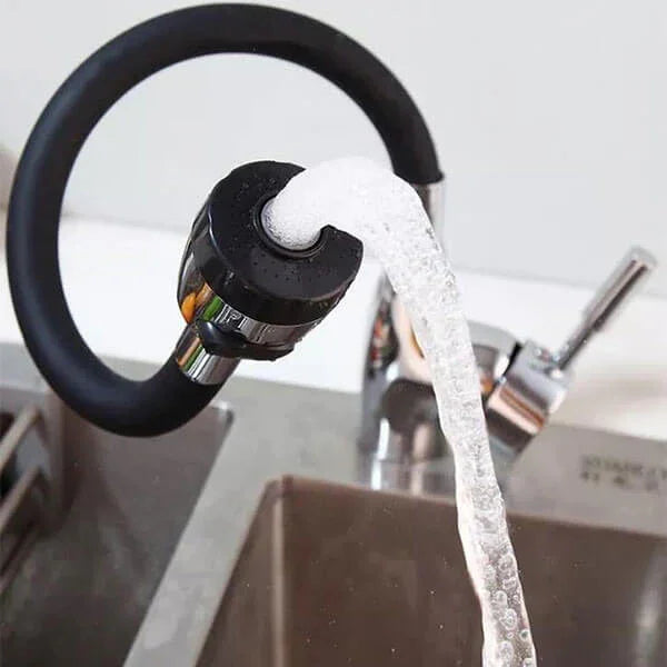 Hausfiy 360° bendable silicone faucet nozzle with soft shower water flow, flexible extension for kitchen or bathroom sink.