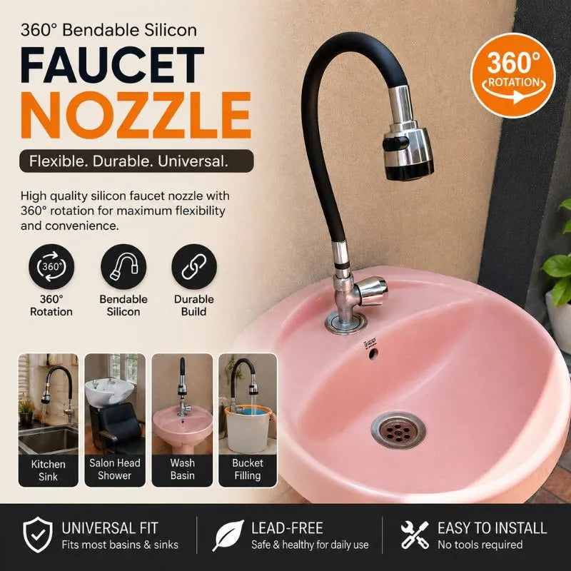 Hausfiy 360° bendable silicone faucet nozzle with soft and shower water stream, flexible and easy to adjust.