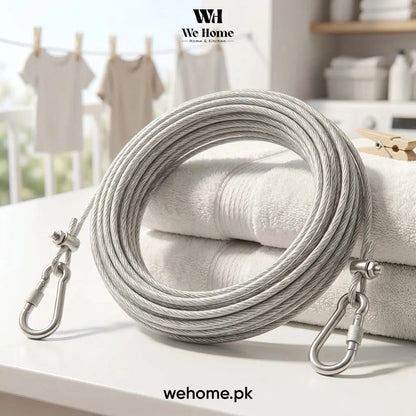 Hausfiy premium stainless steel PVC coated clothesline, heavy-duty rust-resistant drying wire for outdoor laundry use.