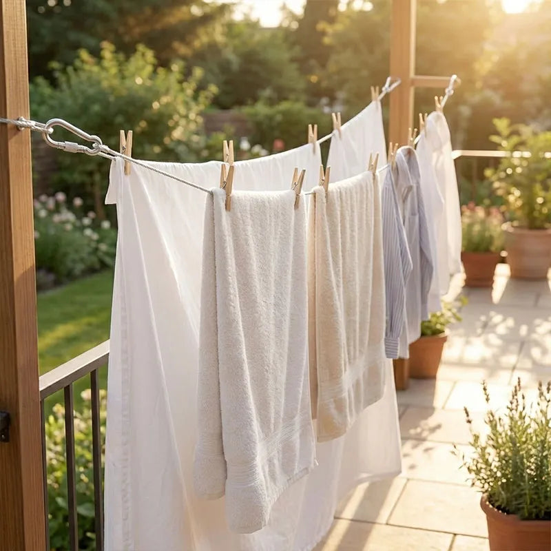 Heavy-duty stainless steel clothesline with PVC coating, rust-resistant outdoor drying wire for laundry and clothing drying.