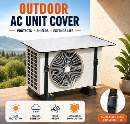 Hausfiy outdoor AC unit cover protecting and insulating an air conditioning unit to improve efficiency and save electricity.