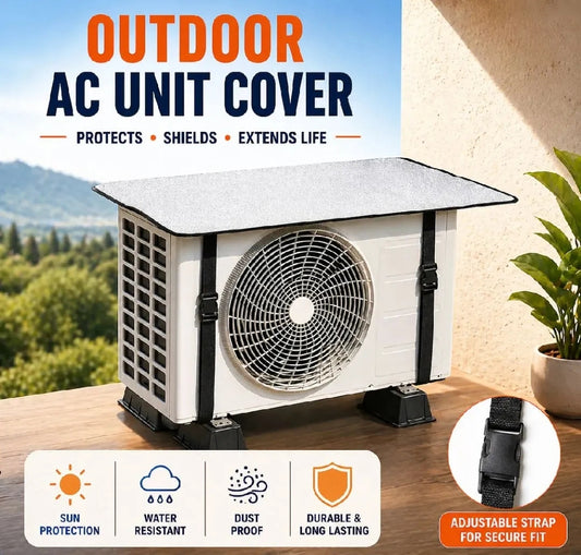 Hausfiy outdoor AC unit cover protecting and insulating an air conditioning unit to improve efficiency and save electricity.